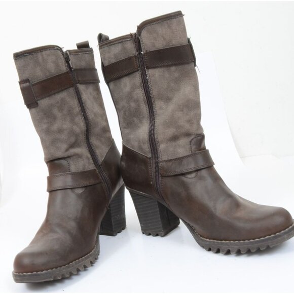 Skechers Women's 10M Brown Leather Double Harness Moto Western Cowgirl Boots - Picture 6 of 8